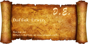 Duffek Ervin névjegykártya