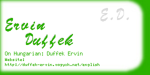 ervin duffek business card